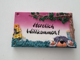 Diddl Türschild Herzlich Willkommen neu 