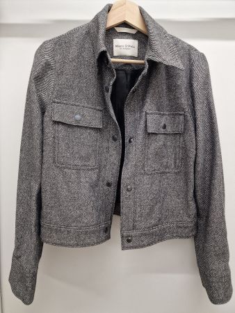 Marc O'Polo Jacke Wolle grau schwarz Gr 34 neuwertig!