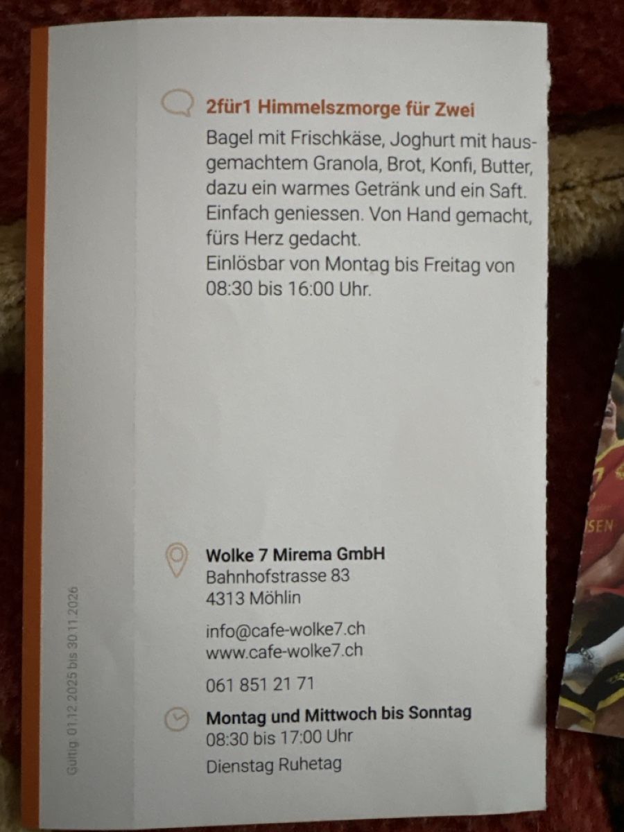 Buoni: Trois bons de rabais à Möhlin et Effingen – Nuovo (secondo la descrizione) da Düdingen venduto da Yellow 1