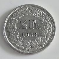 1/2 Franken 1958 Münze guter Zustand