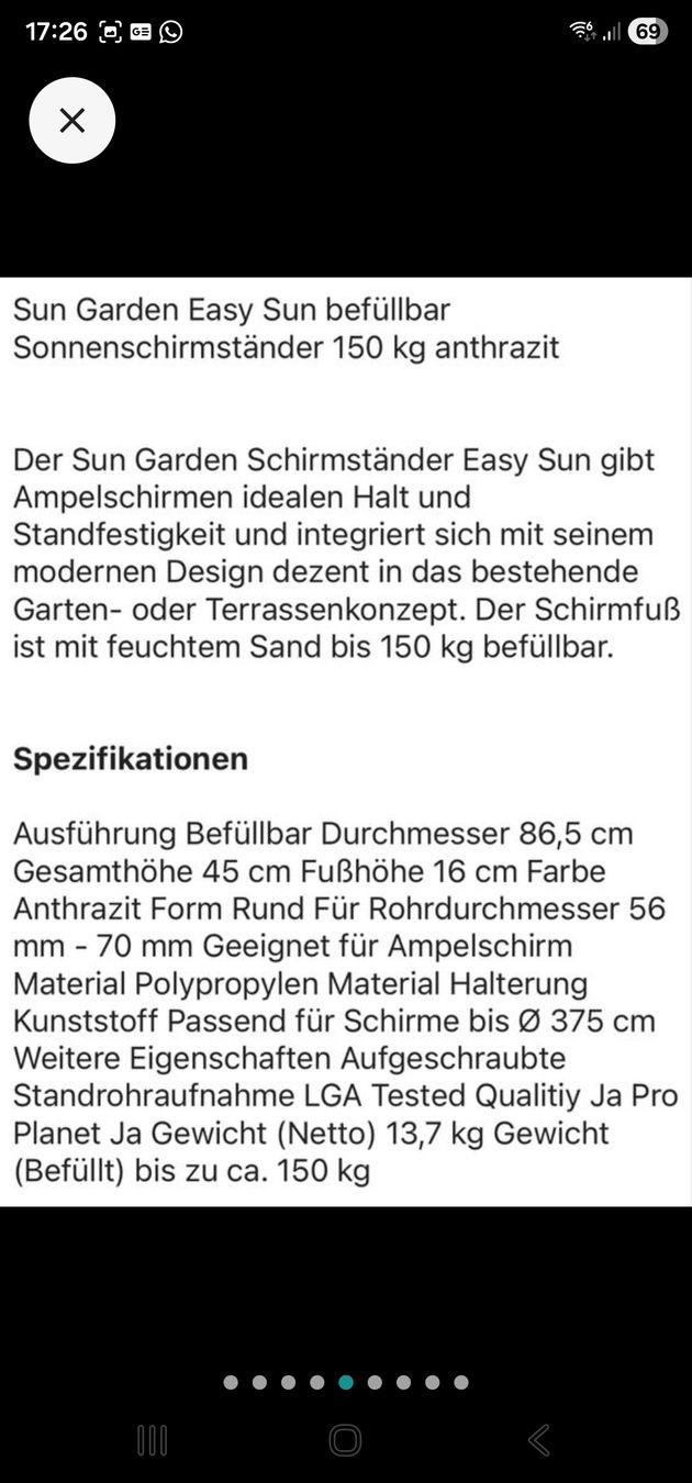 Sonstiges: Sun Garden Easy Sun Schirmsockel – Neu (gemäss Beschreibung) aus Pfungen von A.y.m 4