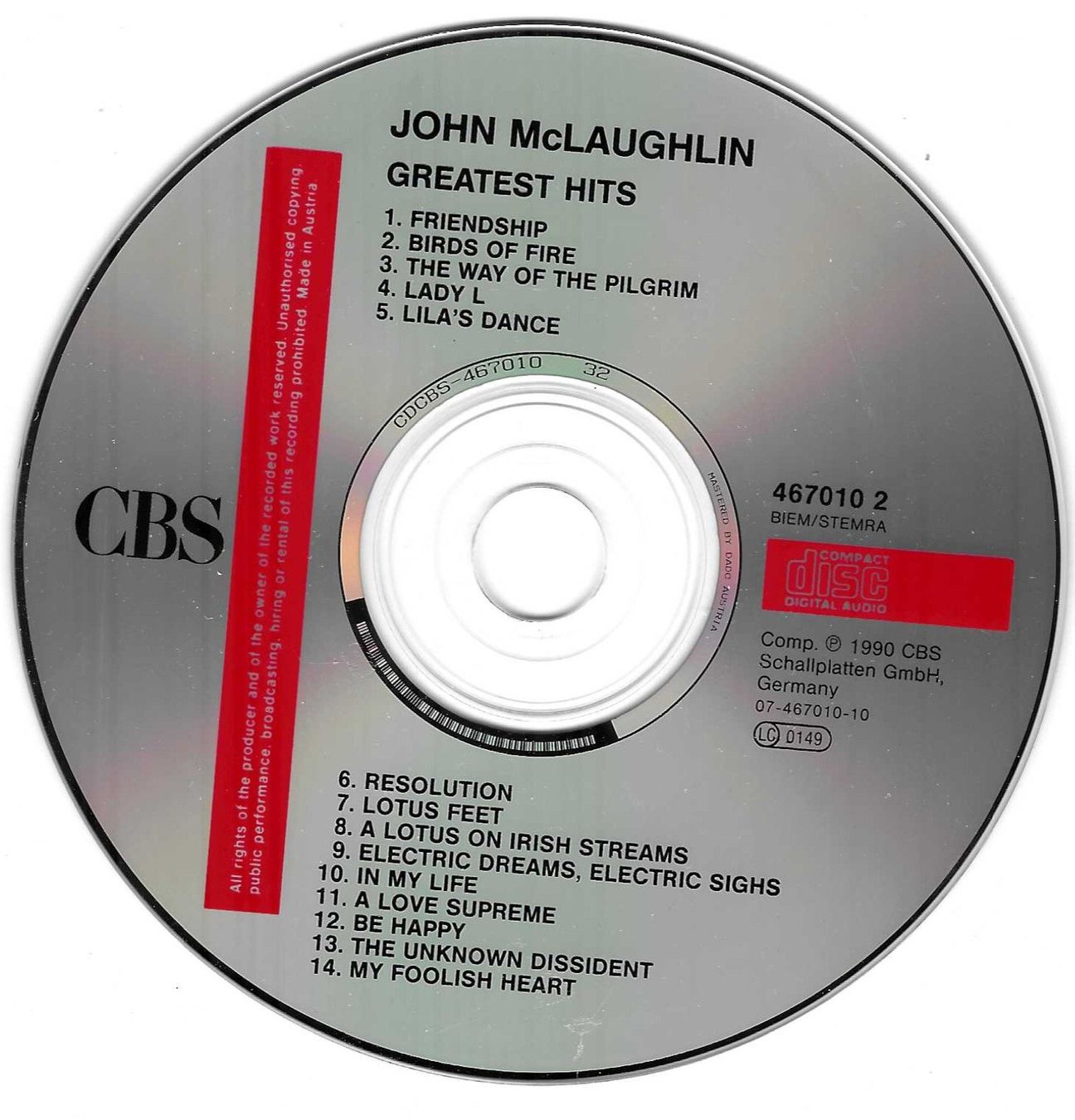 CD: JOHN Mc LAUGHLIN  -  GREATEST HITS – Usato da Bex venduto da Giorgiob 2