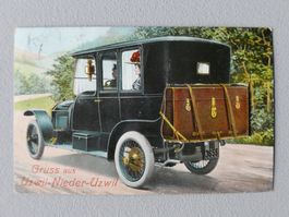 ALTE AK UZWIL NIEDERUZWIL AUTO MIT LEPORELLO STEMPEL