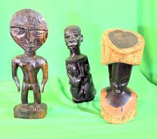 3 afrikanische Dekofiguren / Holzfiguren–vermutlich Ebenholz