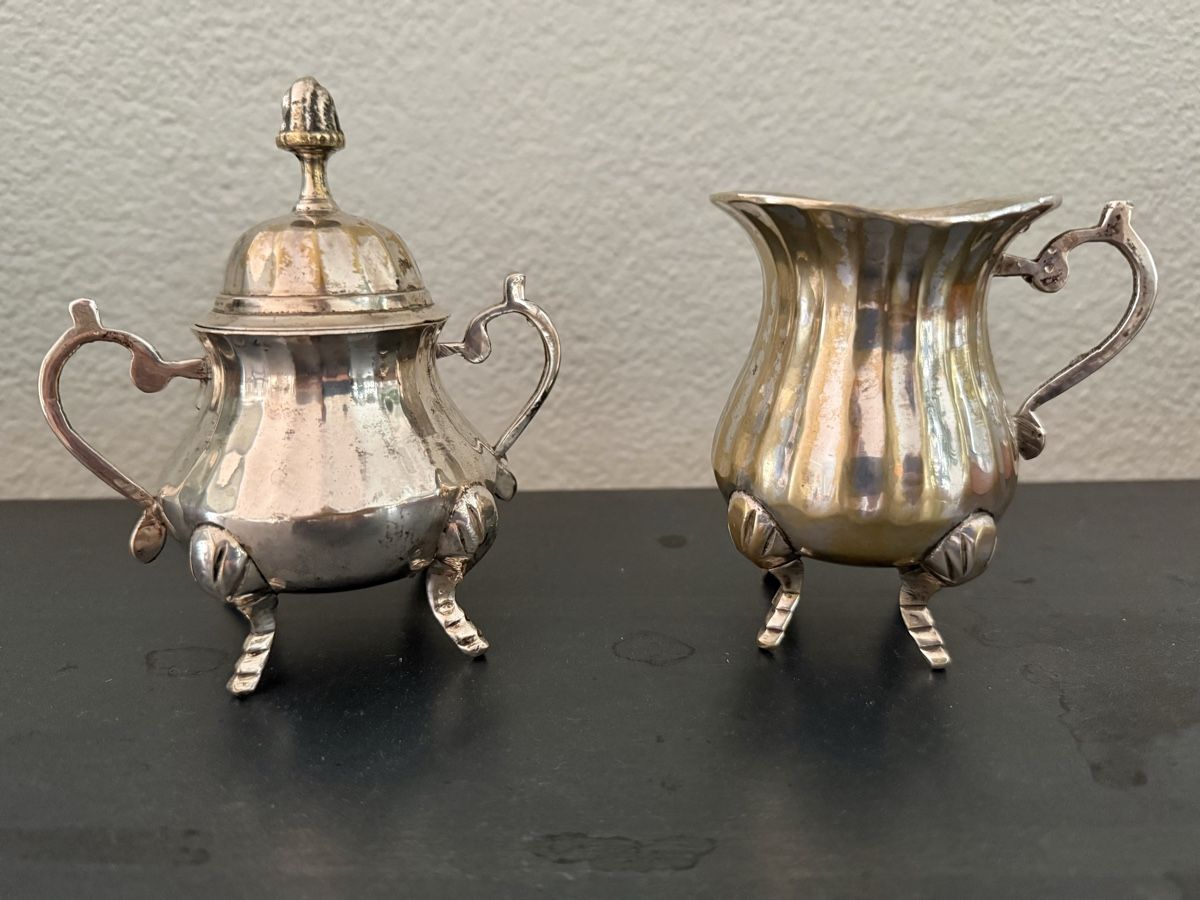 Zuccheriere: Kleines versilbertes Milch- & Zucker-Set |Vintage – Usato da Olten venduto da Jogger24