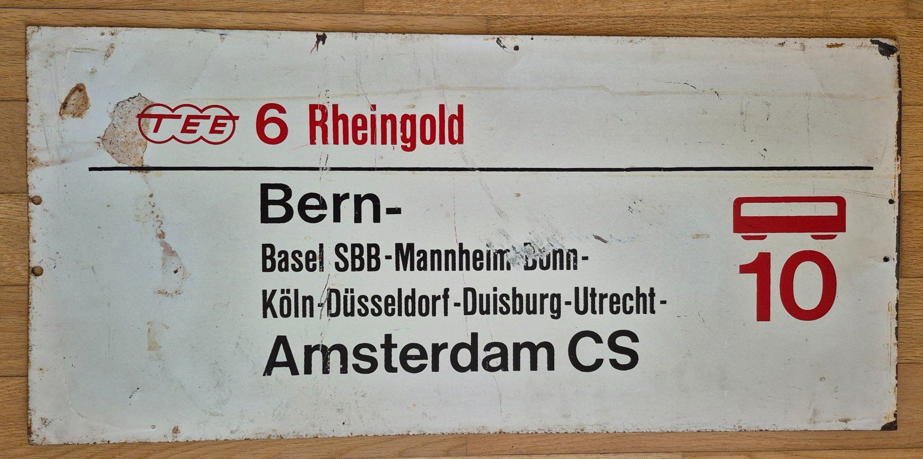 Insegne: Zuglaufschild TEE Rheingold – Usato da Bürglen TG venduto da Transeuronacht 1