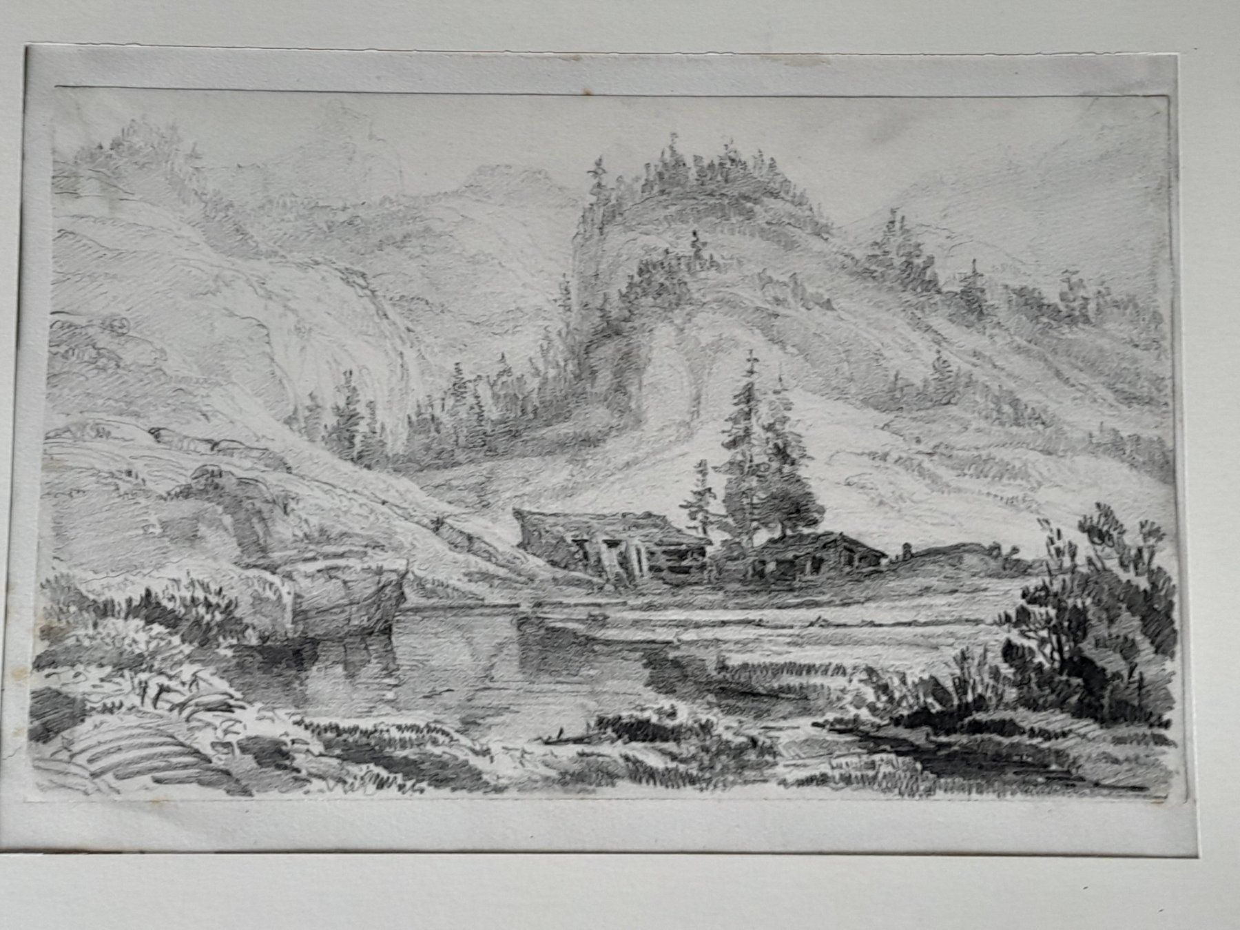 Dipinti: " Bergseelein " Kohlestift-Zeichnung antik – Usato da Thun venduto da JeJoe 1