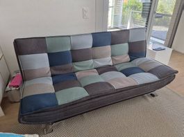 Conforama Schlafsofa / Bettsofa im Patchwork-Design