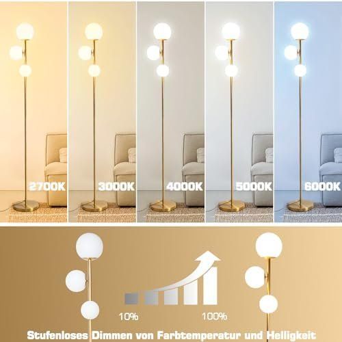 Lampes: LED Stehlampe dimmbar 3 Rundlichter Gold Timer – Neuf avec emballage d'origine à Hundwil par Stallone5 3