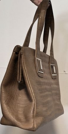 Antike Leder Handtasche taupe !