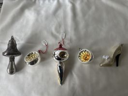 5 Weihnachtsbaum Anhänger Christbaumschmuck Glas