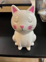 Weißes Keramik-Sparschwein in Form einer Katze,neu