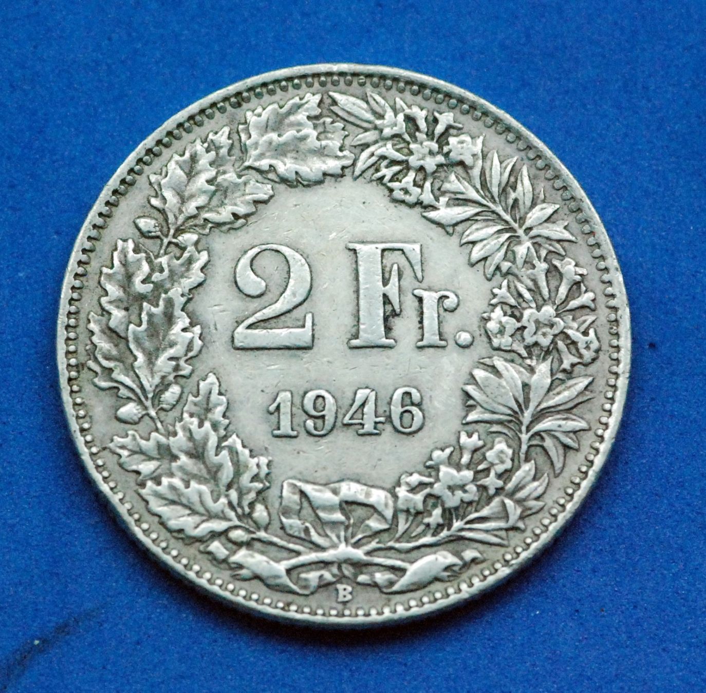 Tutti le monete: Silberner 2.- 1946 / Prägefehler, "Einhorn" – Usato da Mühlethal venduto da sowato 6