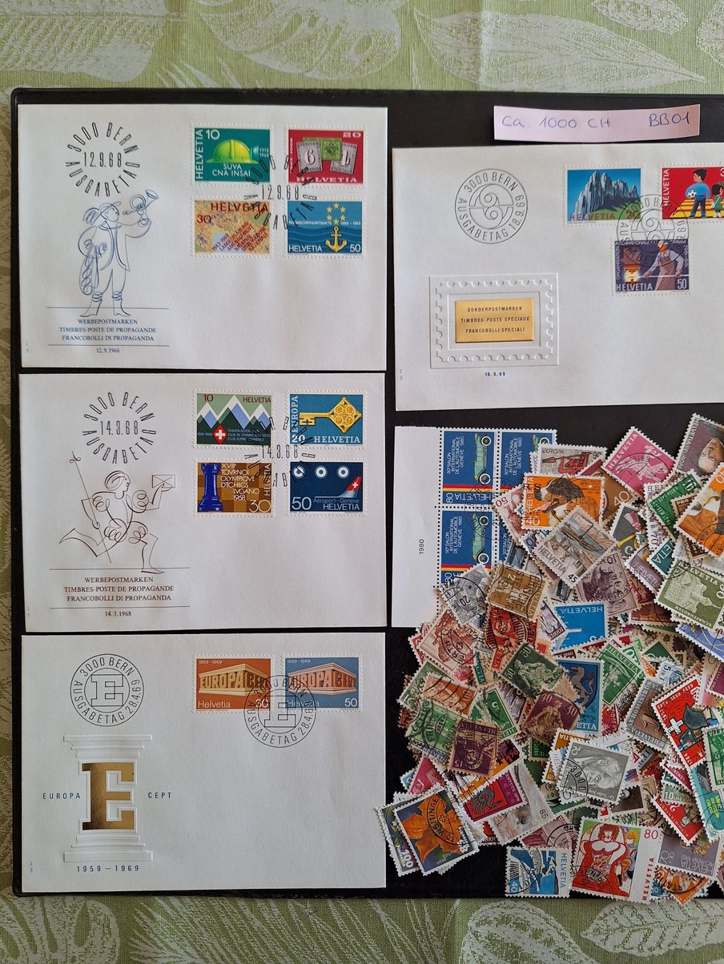 Alle Briefmarken: CH- ca. 1000 und 4 Briefe dazu (BB01) – Gebraucht aus Genolier von Antoine30 1