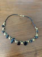 Boho Edelstein-Halskette mit vergoldeten Anhänger