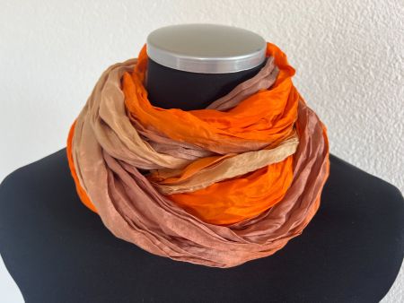 Colora Schal, 100% Seide, Orange/Braun, NEU