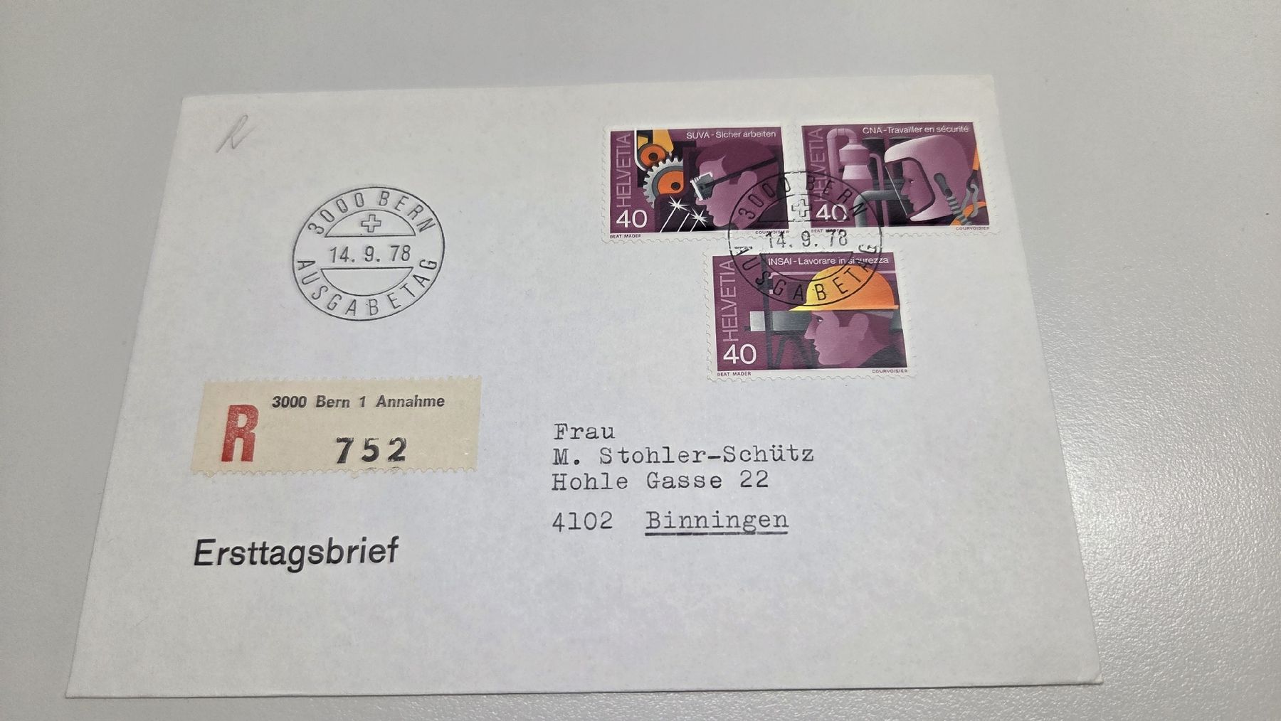Tutti i francobolli: 1978 FDC SUVA getrennt – Usato da Arni AG venduto da Moth68