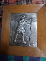 Rustikal Wandbild mit Schütze, Holzrahmen, Rutschi Relief