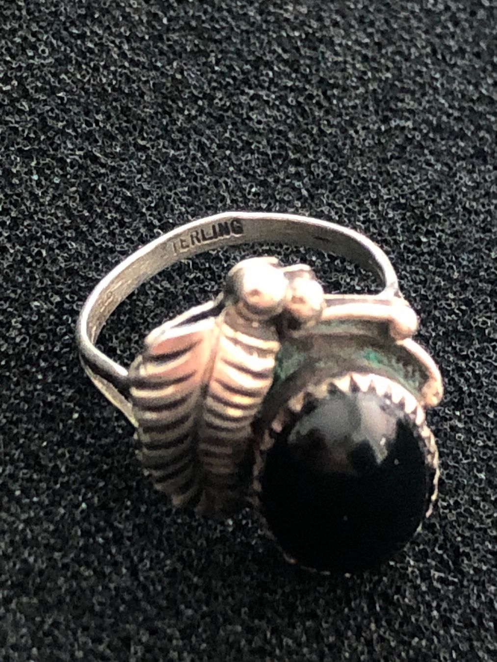 Onyx Ringe: Silberring mit Onyx & Blatt Motiv – Gebraucht aus Adliswil von Tito088 3