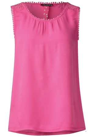 STREET ONE Träger Top Bluse Shirt mit Spitzenbesatz Pink 42