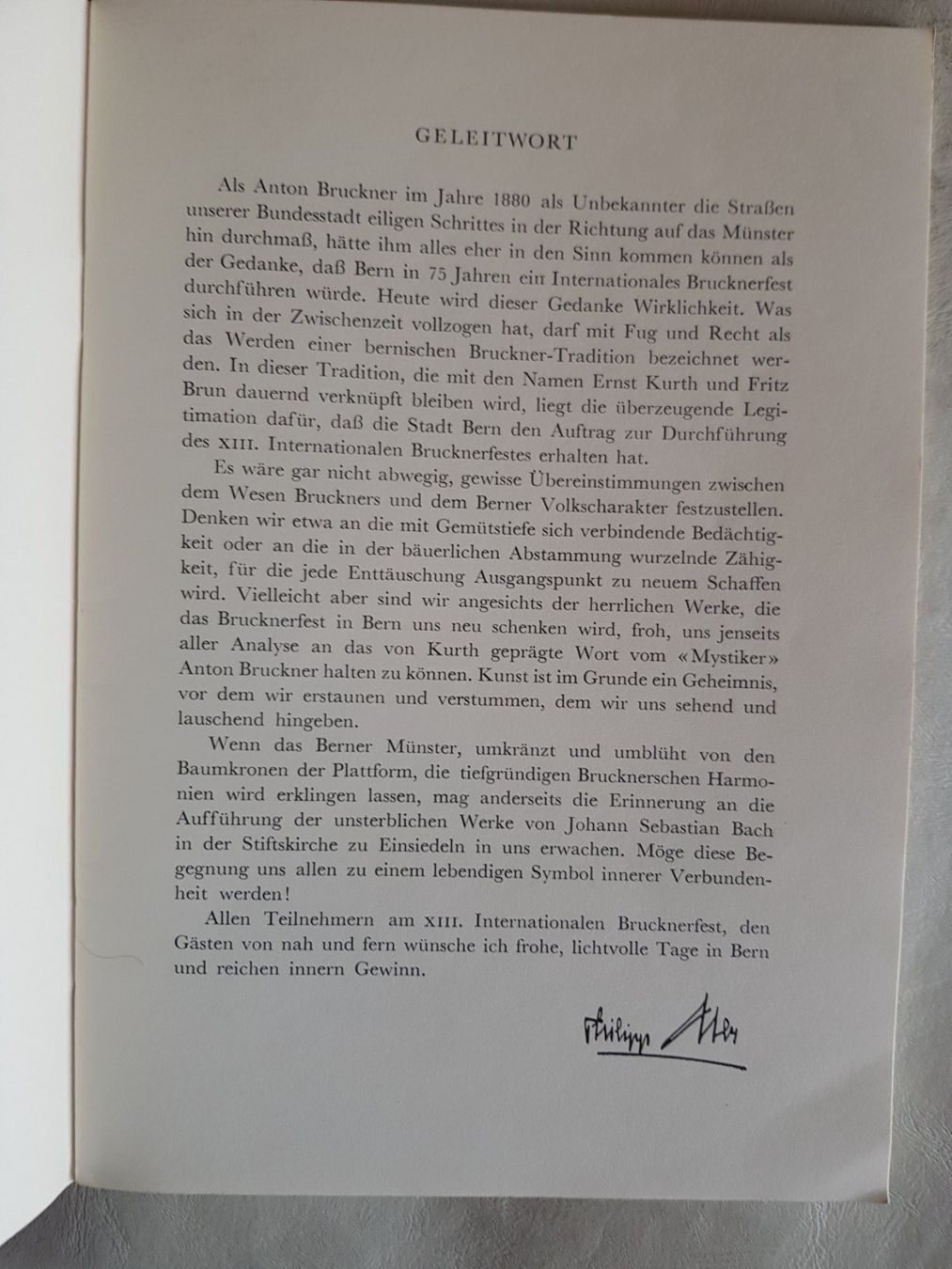 Documenti: 13. Int. Bruckner Fest Bern 1955 Programmheft – Usato da Walterswil BE venduto da Lonitti 6