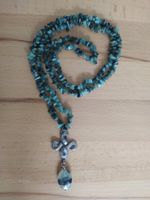 Halskette Edelstein Azurit mit Keltischem Knoten Silber, NEU