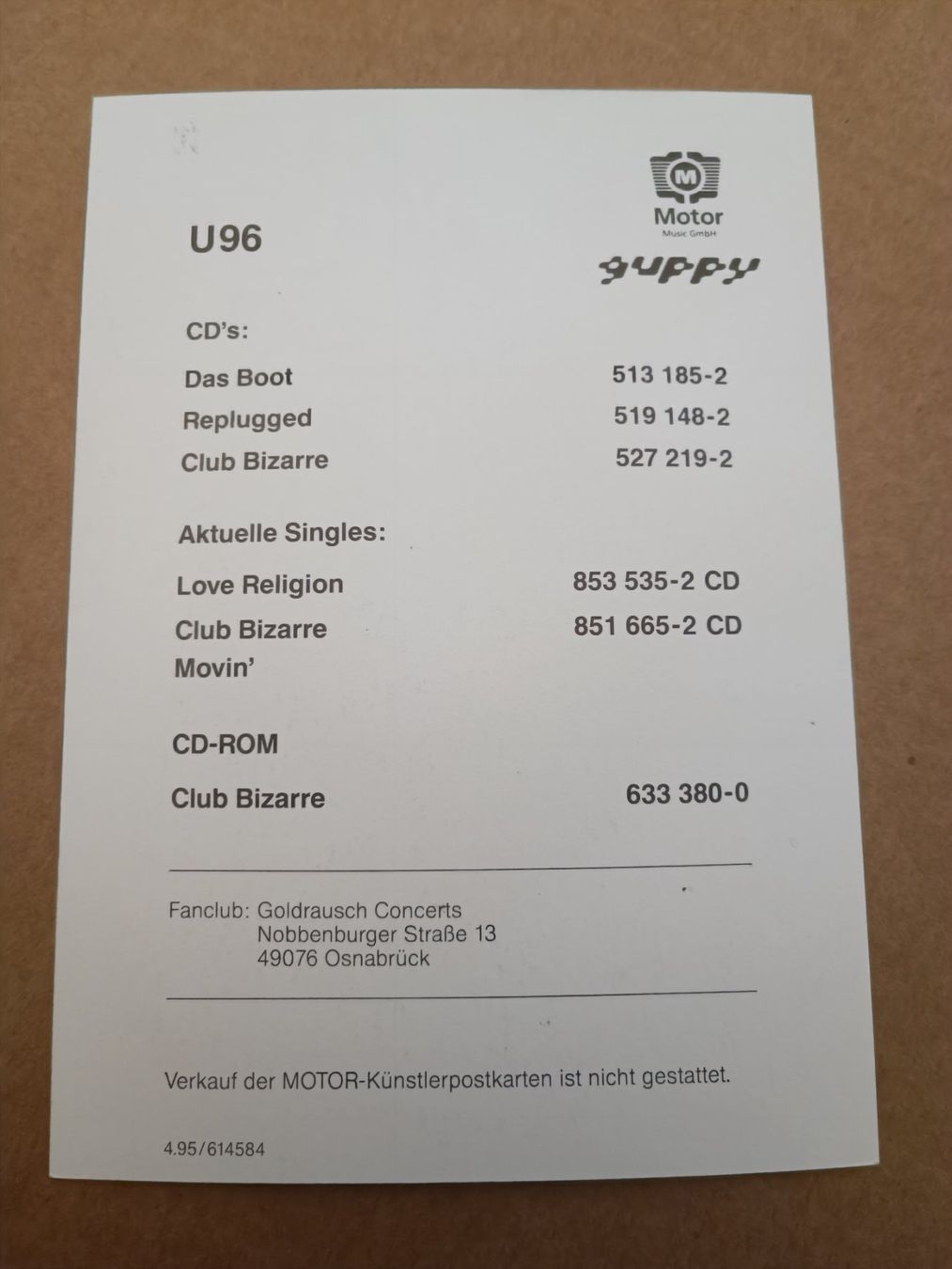 Autografi: U96 - original signiert Autogrammkarte – Usato da Menziken venduto da Autogramme 1