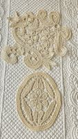 2 antike Spitzdeckchen, Handarbeit, Nadel-Spitze, Vintage