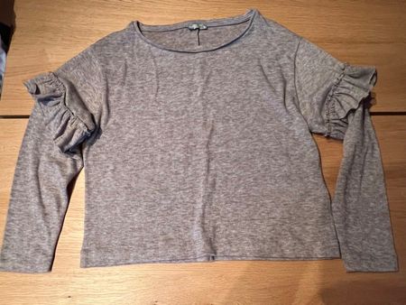 Zara Pullover, Gr. L, Braunmeliert, Volants, nur gewaschen