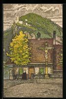 Baden, Kirchplatz mit Burg Schartenfels