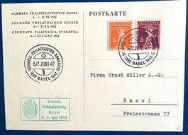 1942 Offizieller Postkarte Philatelistentag BS Stadtläufer
