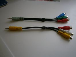 2 x  3.5mm Video Klinkenstecker auf 3 RCA Cinch Kupplungen