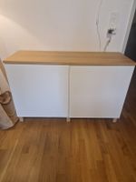 Ikea Besta Kommode - Weiss mit Holzablage 120x77x42cm