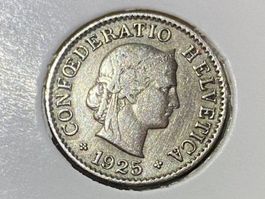Schweiz 5 Rappen 1925 B in Münzrähmchen