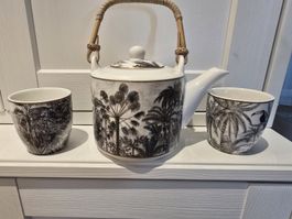 Teekanne mit Deckel 600 ml und 2 Tassen  Atmosphere 3tlg