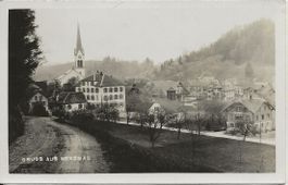 Menznau LU Dorfansicht, Strasse 1930 sehr gut erhalten