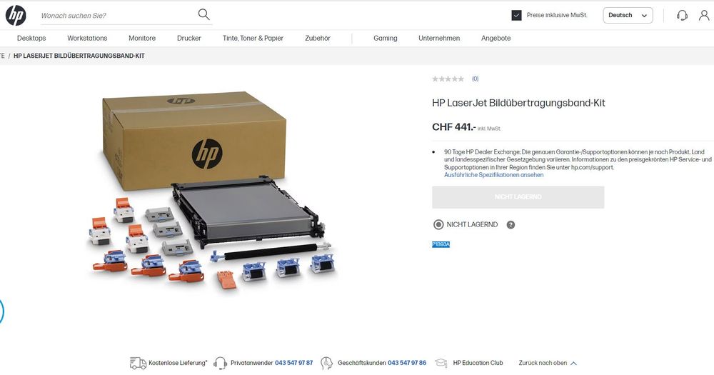 HP Color LaserJet M652/M653 / M681/M682 Transfer Kit, P1B93A Kaufen