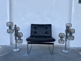 2 Mid Century Space Age 60er Rauchglas Stehlampen Chrom