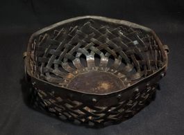 Vintage Korb Metall geflochten mit Griffen