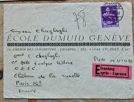 Lettre Exprès Geneve  - Paris 1950