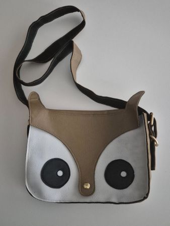 Tasche mit Eulen/Fuchs Gesicht Beige Braun