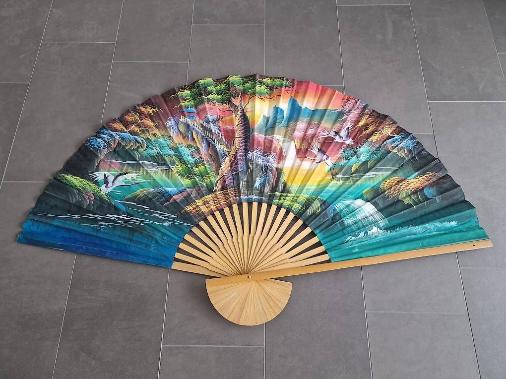 Alle Dekorationen: Handbemalter Fächer Asien 90 cm hoch, neu! – Neu (gemäss Beschreibung) aus Ottikon von nag-champa77