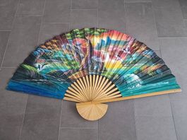 Handbemalter Fächer Asien 90 cm hoch, neu!