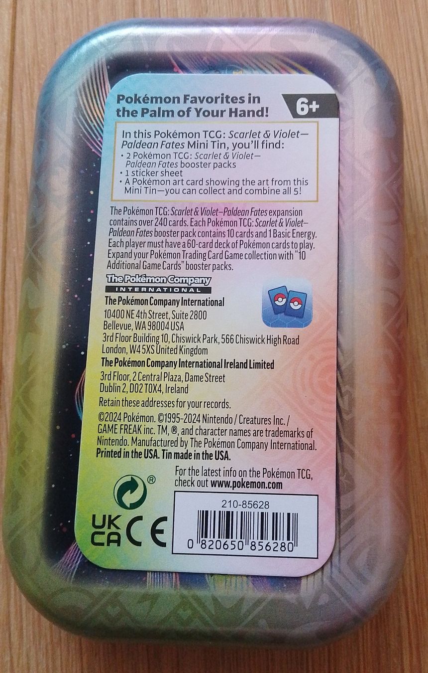 Pokémon Carte collezionabili: Leere Pokemon Mini Tin Delfin Finizen #0963 Dose – Usato da Wohlen AG venduto da salamanderspielwaren 2