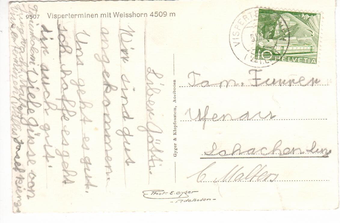 Cartoline postali: Visperterminen – Usato da Wolhusen venduto da Curver9 1