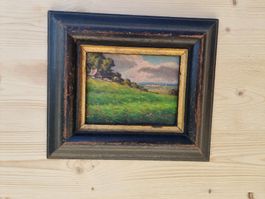 Ölgemälde Landschaft mit Holzrahmen gebrauchter Zustand