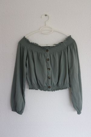 Carmenbluse langarm Grün