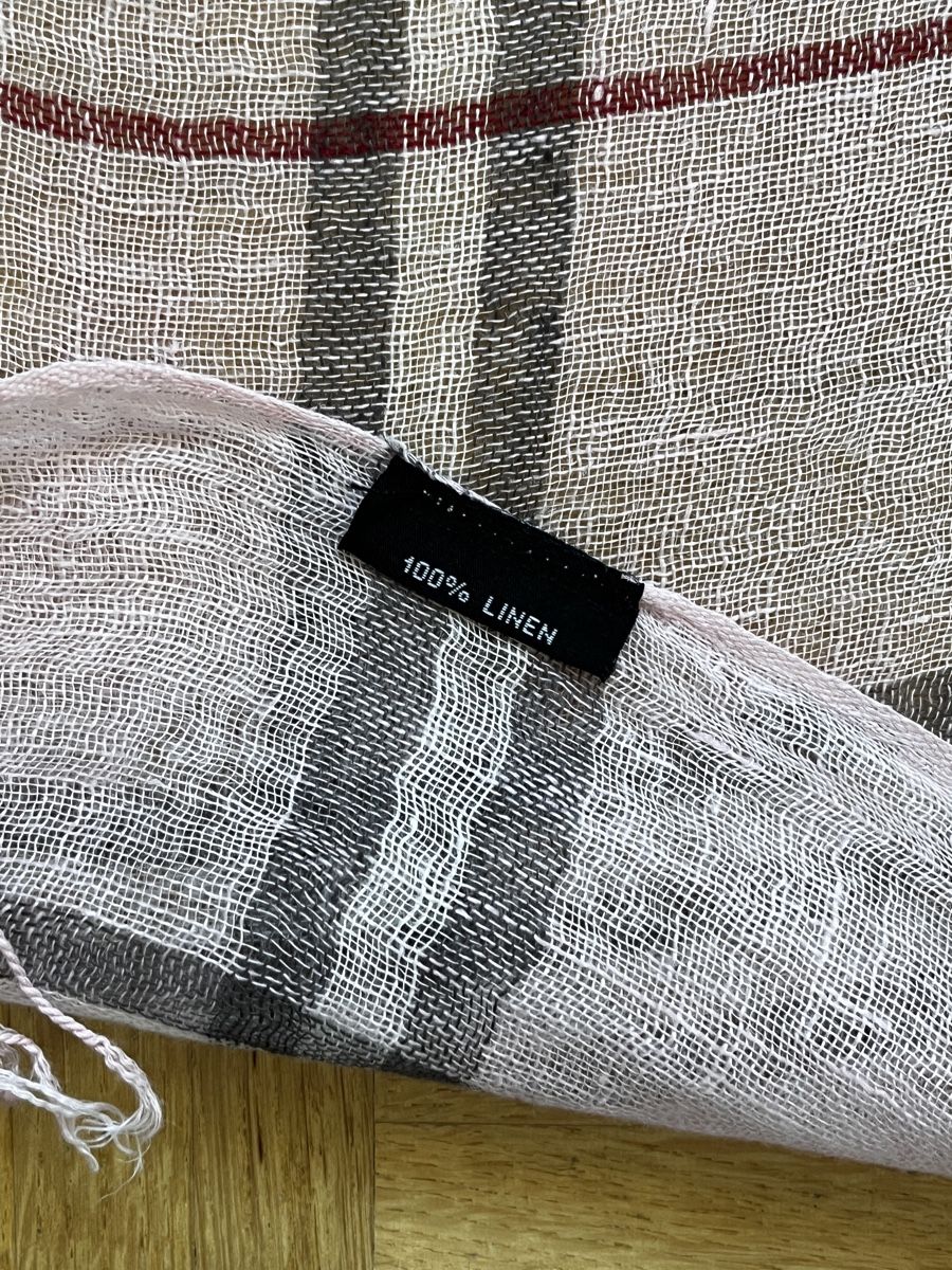 Foulard & Sciarpe: Sommer Schal aus Leinen, rosa kariert – Usato da Zürich venduto da Kleanthy 2