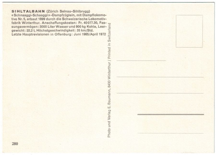 Cartoline postali: Sihltalbahn "Schnaaggi-Schaagi" – Usato da Frauenfeld venduto da POML 1