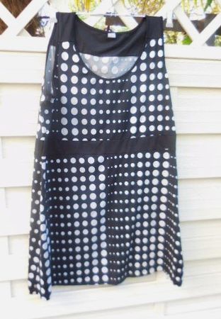 ca. Gr. 44 MS Punktekleid stretch schwarzweiss Brust -->56cm